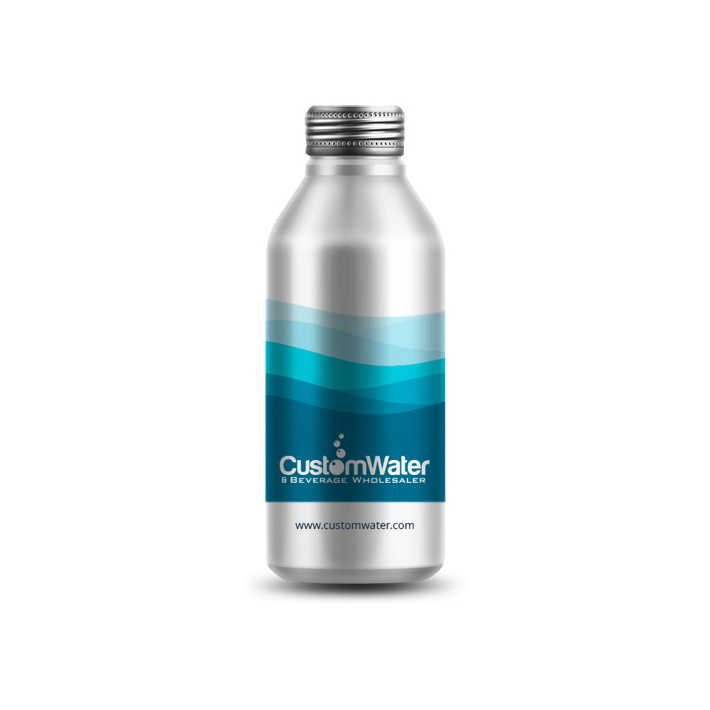 Reusable aluminium bottle 450mL with spring water Full color